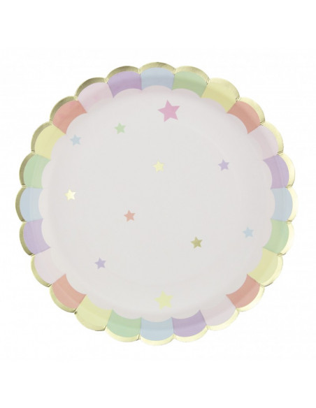ASSIETTES FESTONNEES 23CM ROSE PASTEL X 8