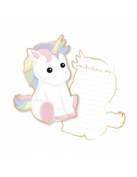 Set de 8 invitations baby licorne