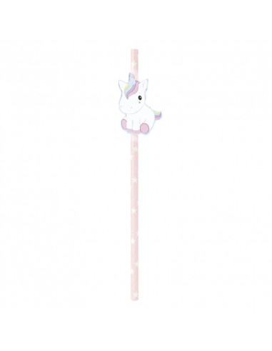 Set de 10 pailles rose baby licorne