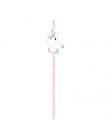 Set de 10 pailles rose baby licorne