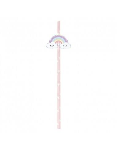 Set de 10 pailles rose baby licorne