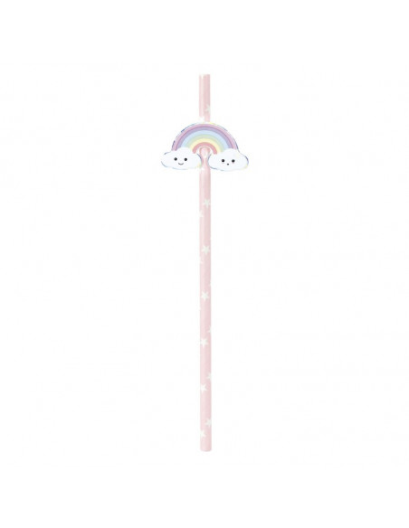 Set de 10 pailles rose baby licorne