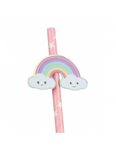 Set de 10 pailles rose baby licorne