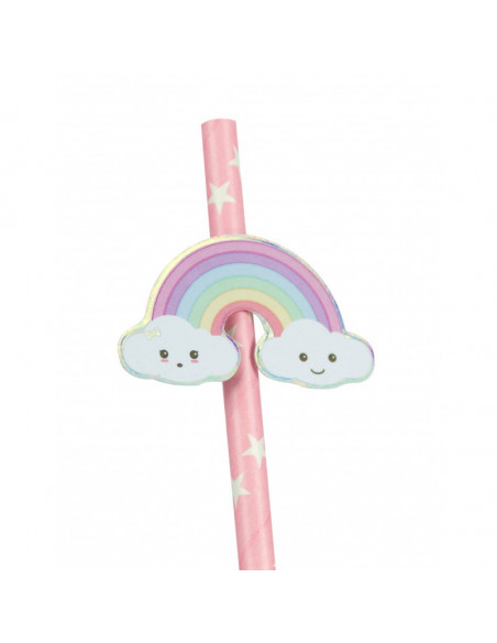 Set de 10 pailles rose baby licorne