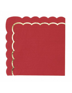 SERVIETTES FESTONNEES 33X33CM ROUGE VINTAGE X 16