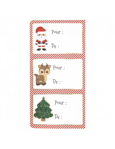ETIQUETTES CADEAUX ADHESIVES SWEETY XMAS X 12