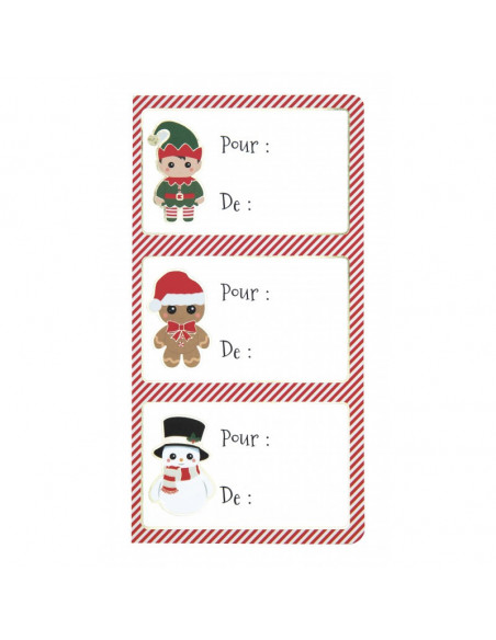 ETIQUETTES CADEAUX ADHESIVES SWEETY XMAS X 12