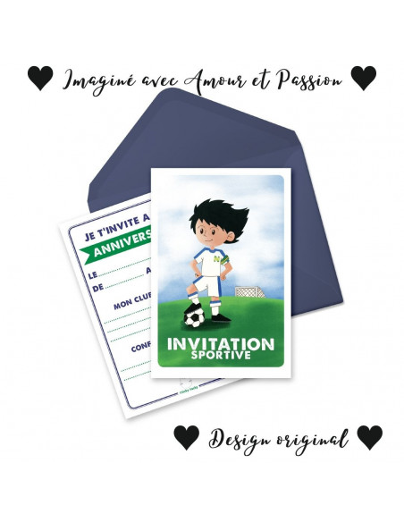 Pack 6 cartes invitation footballeur