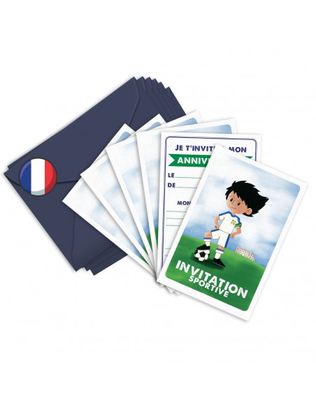 Pack 6 cartes invitation footballeur
