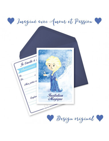 Pack 6 cartes inivitation elsa