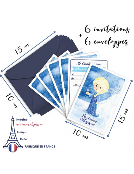 Pack 6 cartes inivitation elsa