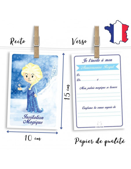 Pack 6 cartes inivitation elsa