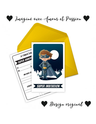 Batman pack 6 cartes invitations