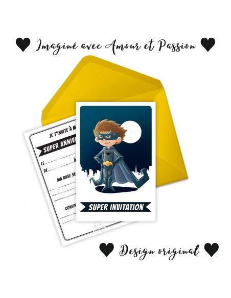 Batman pack 6 cartes invitations