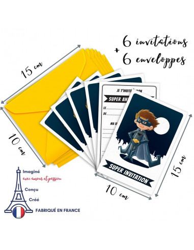 Batman pack 6 cartes invitations