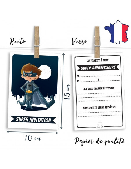 Batman pack 6 cartes invitations