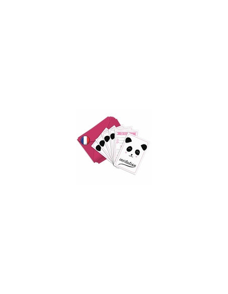 PACK 6 CARTES INVITATION ANNIVERSAIRE - PANDA