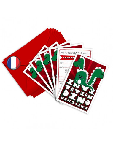 PACK 6 CARTES INVITATION ANNIVERSAIRE - DINOSAURES