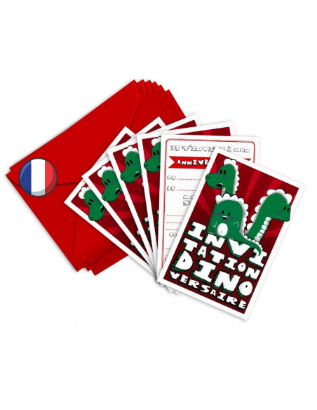 PACK 6 CARTES INVITATION ANNIVERSAIRE - DINOSAURES