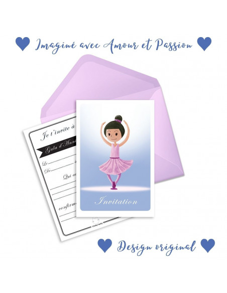 PACK 6 CARTES INVITATION ANNIVERSAIRE - DANSE