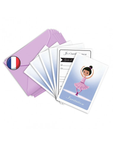 PACK 6 CARTES INVITATION ANNIVERSAIRE - DANSE