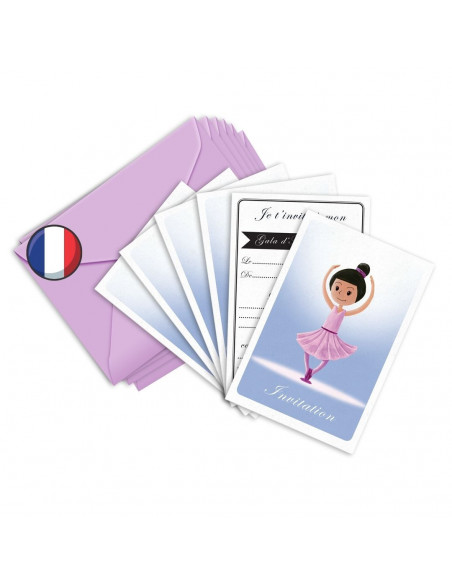 PACK 6 CARTES INVITATION ANNIVERSAIRE - DANSE