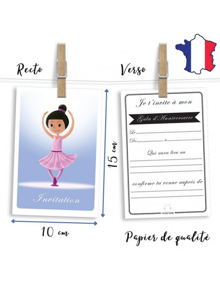 PACK 6 CARTES INVITATION ANNIVERSAIRE - DANSE