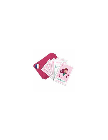 PACK 6 CARTES INVITATION ANNIVERSAIRE - PRINCESSE SIRENE