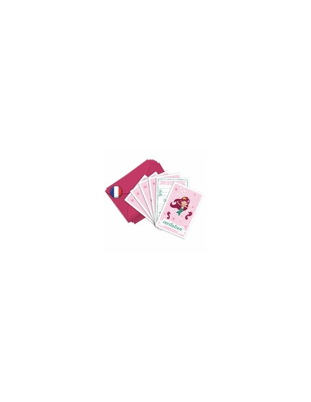 PACK 6 CARTES INVITATION ANNIVERSAIRE - PRINCESSE SIRENE