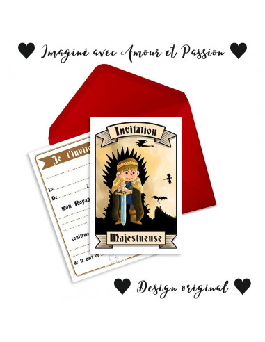 PACK 6 CARTES INVITATION ANNIVERSAIRE - CHEVALIER