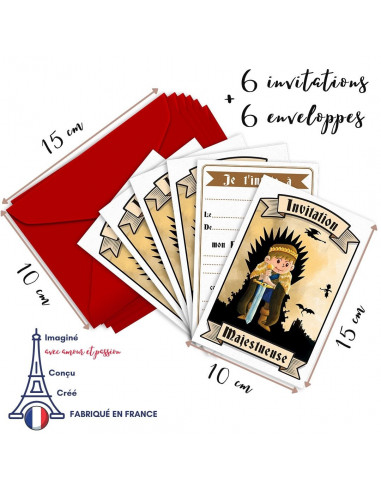 PACK 6 CARTES INVITATION ANNIVERSAIRE - CHEVALIER
