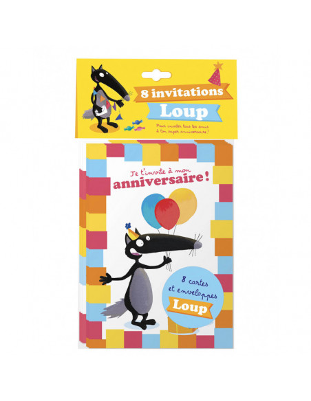 Pack de 8 cartes d'anniversaire loup
