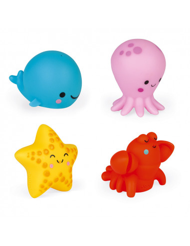4 GICLEURS DE BAIN - LES ANIMAUX DE LA MER