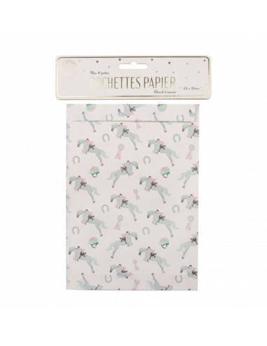 Pochettes papier cheval d'amour x8