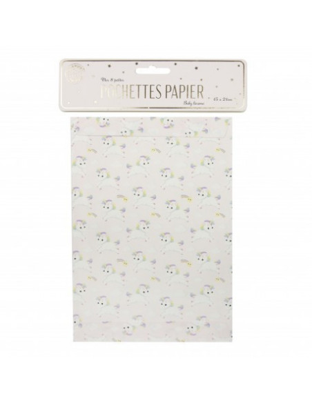 Pochettes papier babylicorne x8
