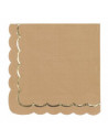 Serviettes festonnees 33x33cm kraft et or x 16