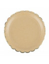 Assiettes festonnees 23cm kraft et or x 8