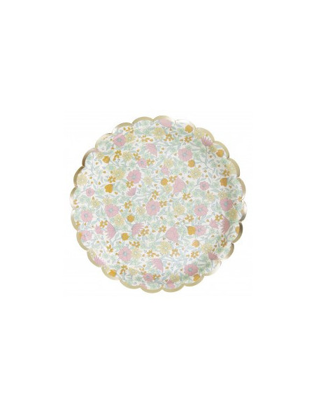 Assiettes festonnees 23cm shabby et or x 8