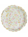 Assiettes festonnees 23cm shabby et or x 8