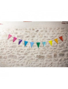GUIRLANDE FANIONS MULTICOLORES ET OR 3M