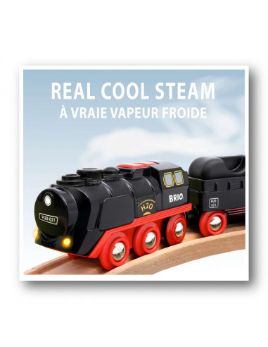BRIO Locomotive à piles à vapeur - Train électrique avec effets