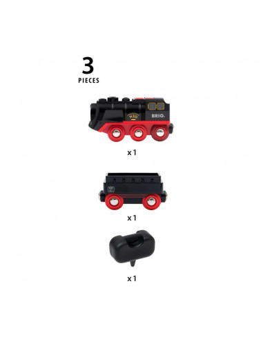 BRIO Locomotive à piles à vapeur - Train électrique avec effets