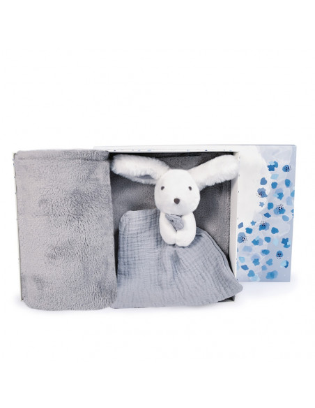 Plaid et doudou - happy glossy (plaid gris bleu)