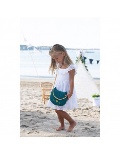 Sac + porte-monnaie chat vert paon 2