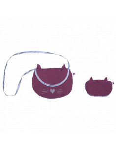 Sac + porte-monnaie framboise / argent