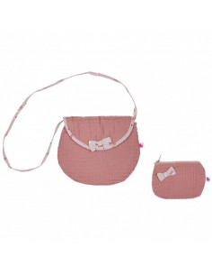 Sac + porte-monnaie marsala / imp. nude