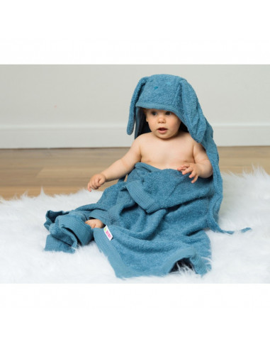 Cape de bain chien bleu jean