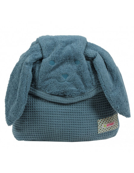 Cape de bain chien bleu jean