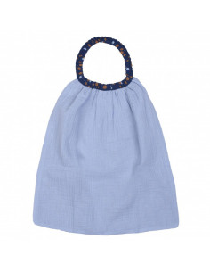 Serviette double gaze bleu glacier