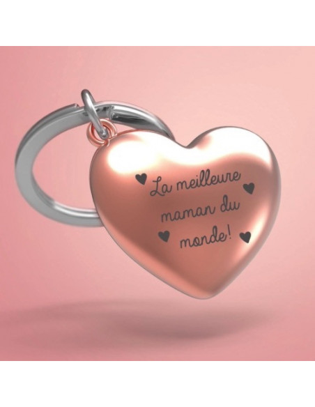 PORTE-CLES FETE DES MERES - COEUR ROSE GOLD